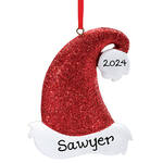 Personalized Santa Hat Glitter Ornament