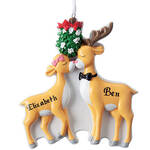 Personalized Kissing Reindeer Couple Ornament