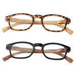 Reading Glasses with Wood Grain Bows, 2 Pair
