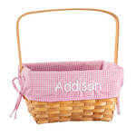 Personalized Pink Gingham Wicker Easter Basket