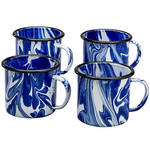 Blue Marble Enamelware Mugs, Set of 4 by Home Marketplace