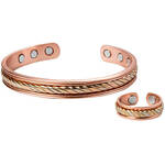 Copper Tritone Magnetic Cuff and Ring Set