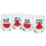 Watermelon Stemless Wine Glasses by Home Marketplace™, Set of 4