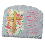 Personalized Floral Cross Garden Stone