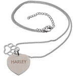Personalized Heart Necklace with Paw Charm