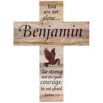 Personalized Rustic Wood Never Alone Cross