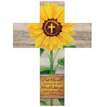 Sunflower Rustic Wood Cross