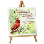 Personalized Cardinal Memorial Plaque on Easel