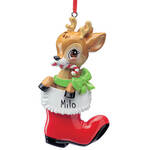 Personalized Reindeer In Boot Ornament