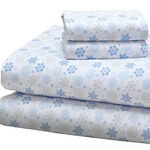 Blue Snowflake Cotton Flannel Sheets Set