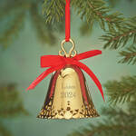 Personalized Gold Tone Plated Christmas Bell Ornament