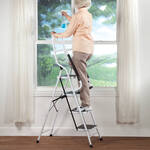 Folding Four Step Ladder with Handrails by LivingSURE™    XL