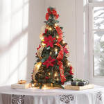 2' Pull Up Fully Decorated Prelit Poinsettia Tree Holiday Pe