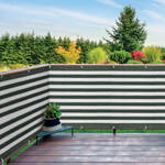 Green and White Striped Deck & Fence Privacy Screen