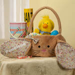 Personalized Brown Bunny Floral Easter Basket