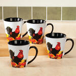 8 oz Rooster Mugs Set of 4