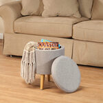 Foot Stool Storage Ottoman with Gray Cover