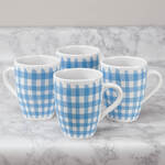 Blue Gingham Mugs, Set of 4 by William Roberts