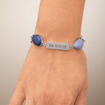 Personalized Blue Stone and Lace Agate Bracelet