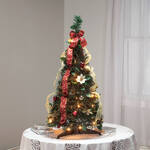 3' Burgundy & Gold  Victorian Pull-Up Tree by Holiday Peak™
