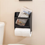Metal Double Toilet Paper Holder with Organizer