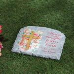 Personalized Floral Cross Garden Stone