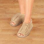 Silver Steps™ Adjustable Open Toe Faux Fur Slippers