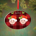 Personalized Light Skintone Santa Hat Family Ornament