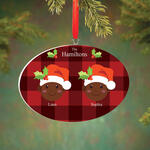 Personalized Dark Skintone Santa Hat Family Ornament