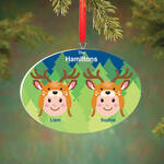 Personalized Light Skintone Reindeer Hat Family Ornament