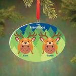 Personalized Medium Skintone Reindeer Hat Family Ornament