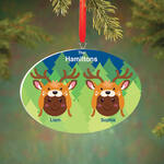 Personalized Dark Skintone Reindeer Hat Family Ornament