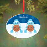 Personalized Medium Skintone Winter Hat Family Ornament