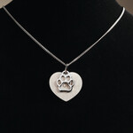 Personalized Heart Necklace with Paw Charm