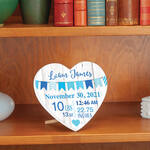 Personalized Birth Announcement Heart Table Sitter