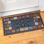 Rectangle Multi Square Stones and Scroll Rubber Doormat
