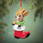 Personalized Reindeer In Boot Ornament
