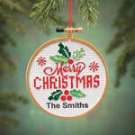 Personalized Merry Christmas Cross Stitch Ornament