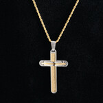 Lord's Prayer Bicolor Cross Pendant Necklace for Men