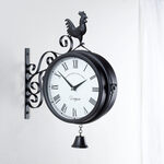 Black Double Sided Rooster Wall Clock