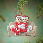 Personalized Couple with Cat Ornament