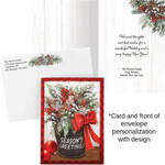 Personalized Floral Seasons Greetings Cards, Set of 20