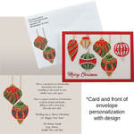 Personalized Festive Embroidered Ornaments Christmas Cards, Set of 20
