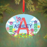 Personalized Owls & Flowers Ornament