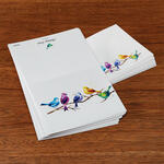 Watercolor Birds Notecards with Envelope Design, Set of 20