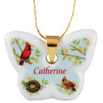 Personalized Porcelain Butterfly Songbird Pendant