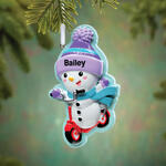 Personalized Snowman on Scooter Ornament