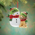 Personalized Snowman & Dog Ornament