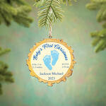 Personalized Baby's First Christmas Footprint Wood Slice Ornament