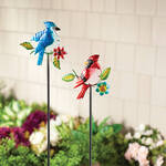 Metal and Glass Bird Stakes by Fox River™ Creations, Set of 2